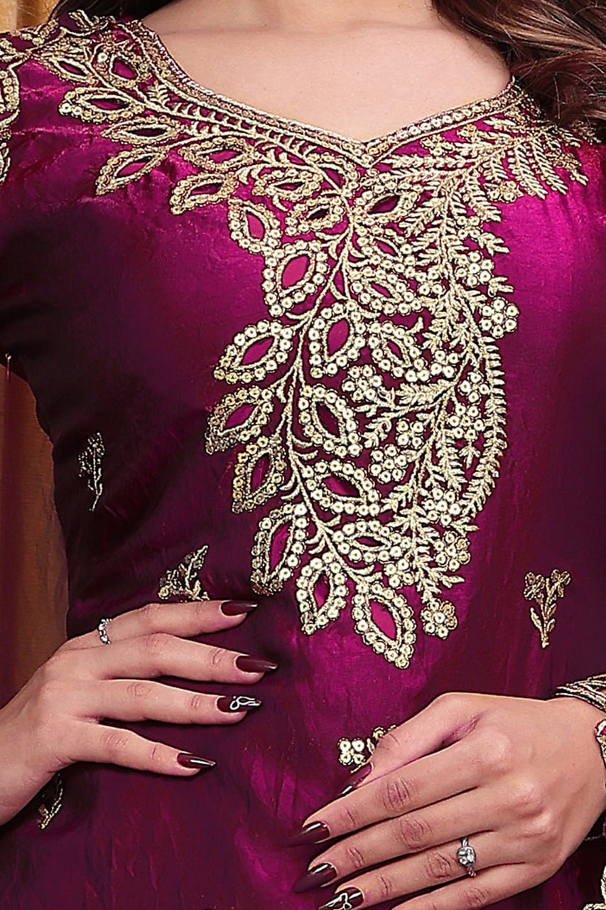 Noor Afsana Designer Fendy Silk Sequins Embroidered Sharara Suit Set with Boring Work and Matching Dupatta
