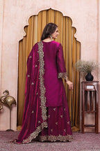 Noor Afsana Designer Fendy Silk Sequins Embroidered Sharara Suit Set with Boring Work and Matching Dupatta