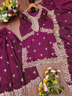 Noor Afsana Designer Fendy Silk Sequins Embroidered Sharara Suit Set with Boring Work and Matching Dupatta