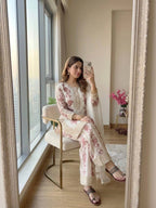 Ruhvika Star Georgette 3mm Sequins Embroidered Kurti with Palazzo & Dupatta Set