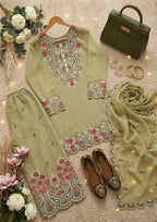Yashvi Roman Silk Sequins Embroidered Palazzo Suit with Designer Dupatta