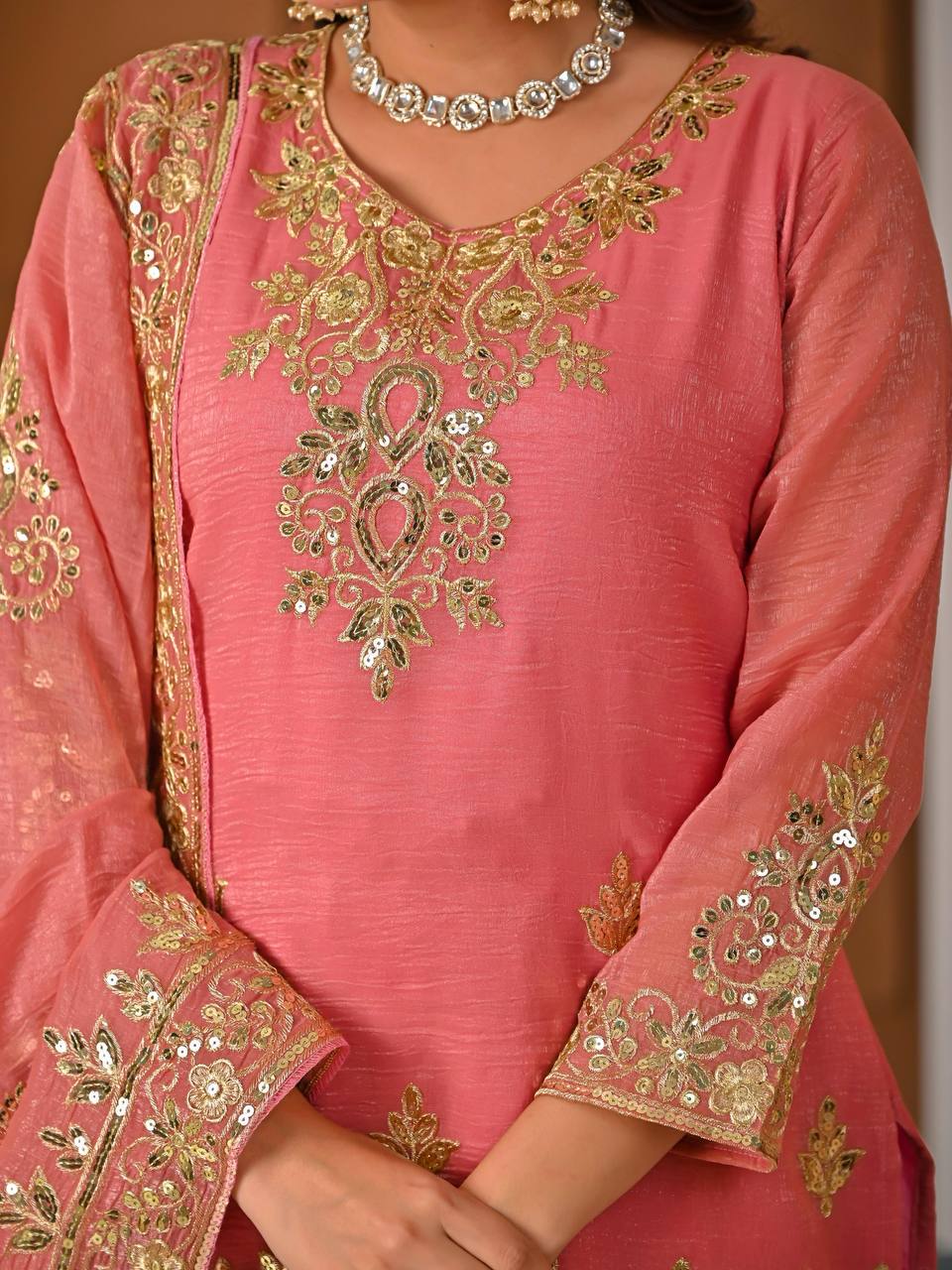 Ruhvika Crunchy Silk 5mm Sequins Embroidered Sharara Suit with Dupatta