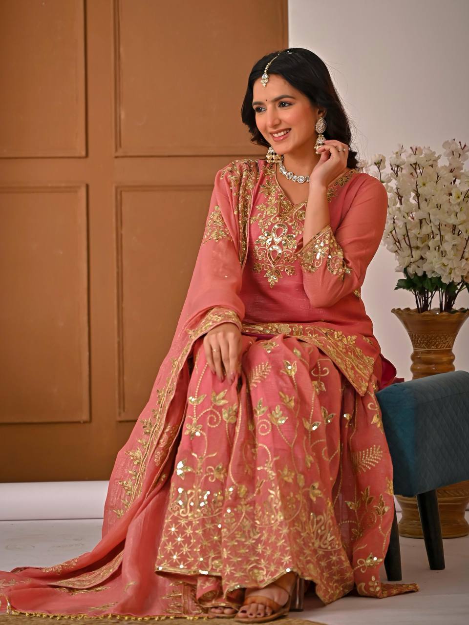 Ruhvika Crunchy Silk 5mm Sequins Embroidered Sharara Suit with Dupatta