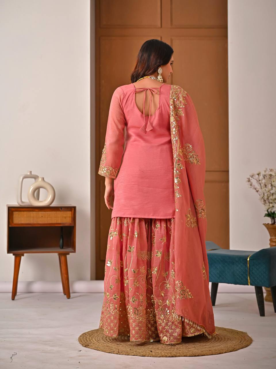 Ruhvika Crunchy Silk 5mm Sequins Embroidered Sharara Suit with Dupatta