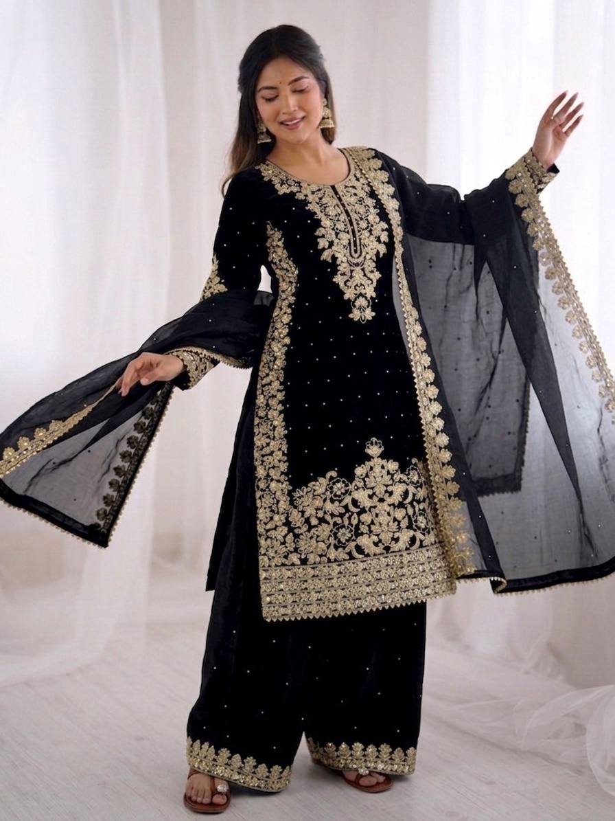 Premium Full Sleeve Palazzo Set with Matching Embroidered Dupatta