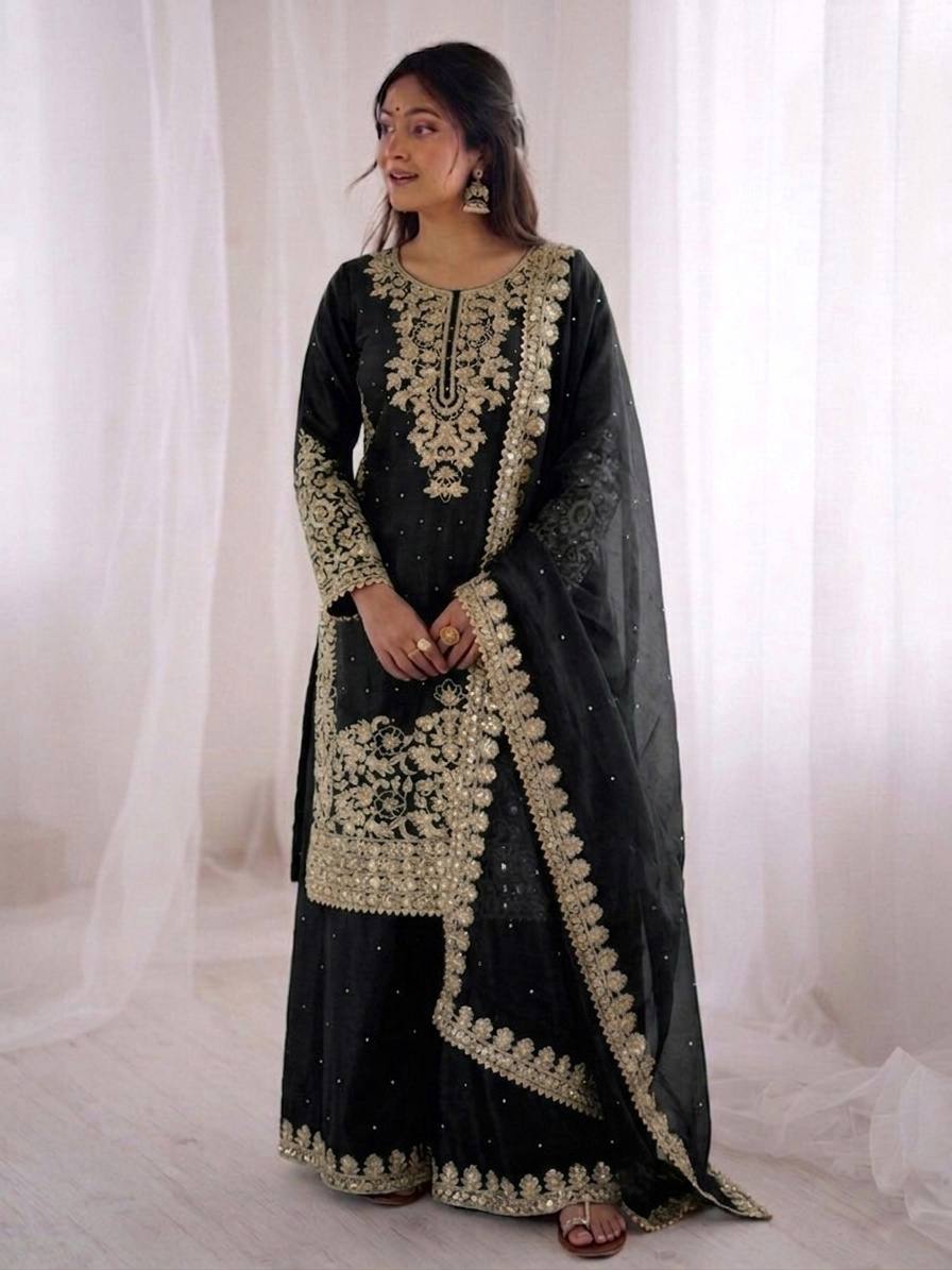 Premium Full Sleeve Palazzo Set with Matching Embroidered Dupatta