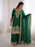 Premium Full Sleeve Palazzo Set with Matching Embroidered Dupatta