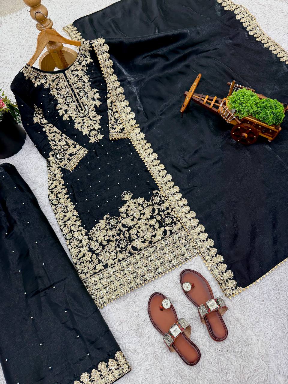 Premium Full Sleeve Palazzo Set with Matching Embroidered Dupatta