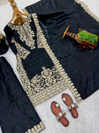 Premium Full Sleeve Palazzo Set with Matching Embroidered Dupatta