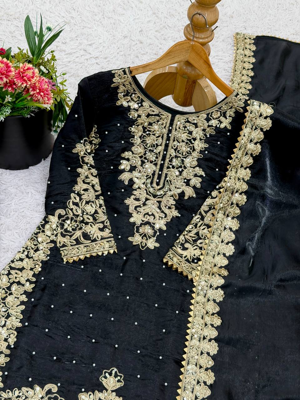 Premium Full Sleeve Palazzo Set with Matching Embroidered Dupatta
