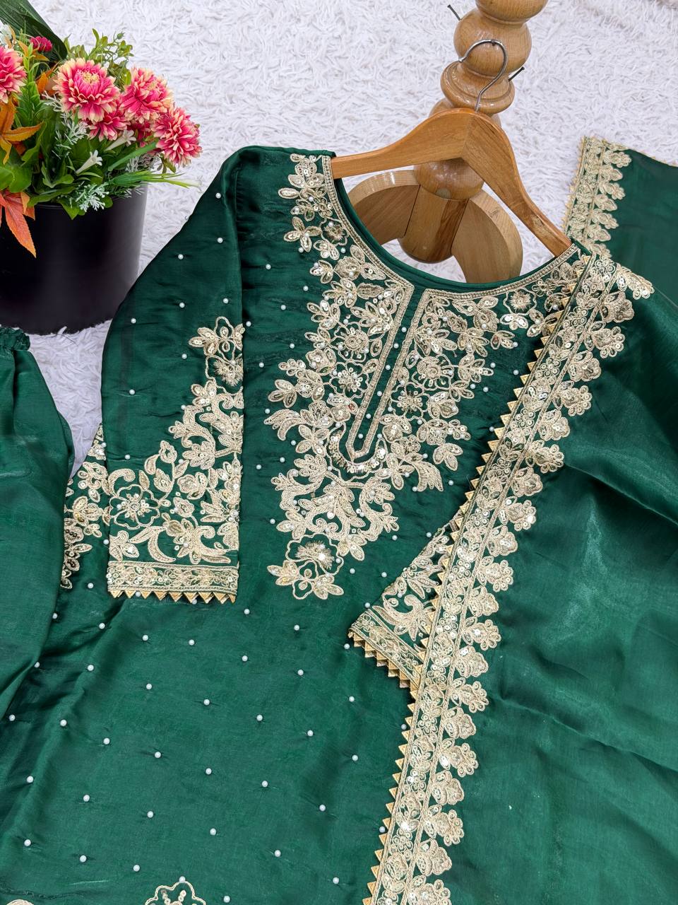 Premium Full Sleeve Palazzo Set with Matching Embroidered Dupatta
