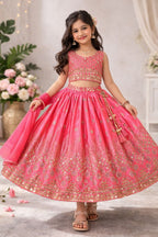 Eshanvi Chinon Silk Sequins Embroidered Lehenga Choli with Dupatta