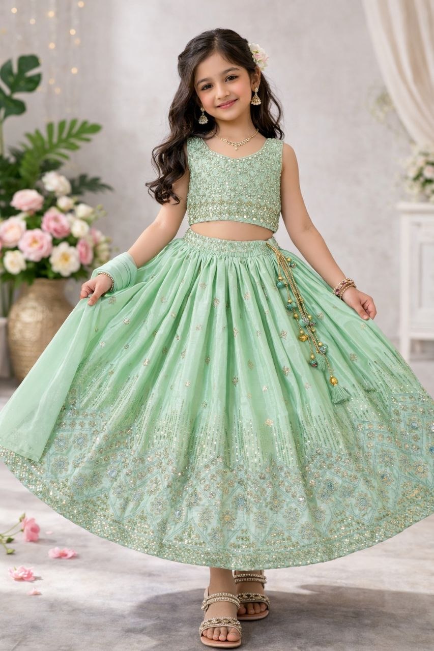 Eshanvi Chinon Silk Sequins Embroidered Lehenga Choli with Dupatta