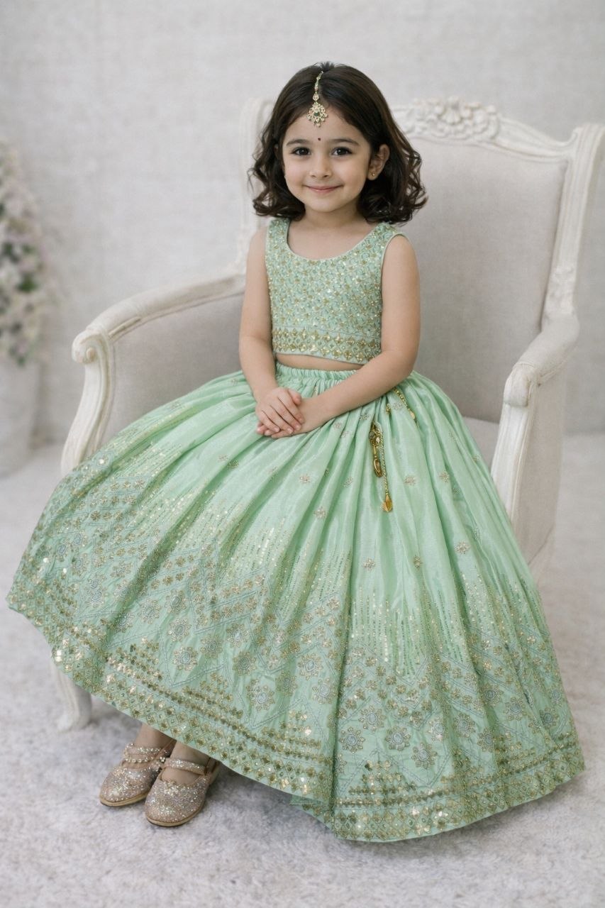 Eshanvi Chinon Silk Sequins Embroidered Lehenga Choli with Dupatta