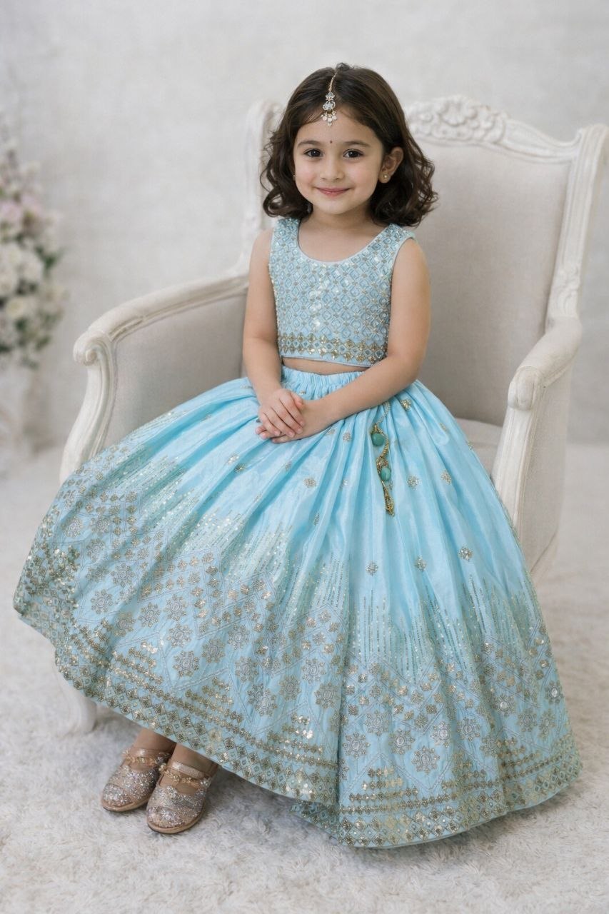 Eshanvi Chinon Silk Sequins Embroidered Lehenga Choli with Dupatta