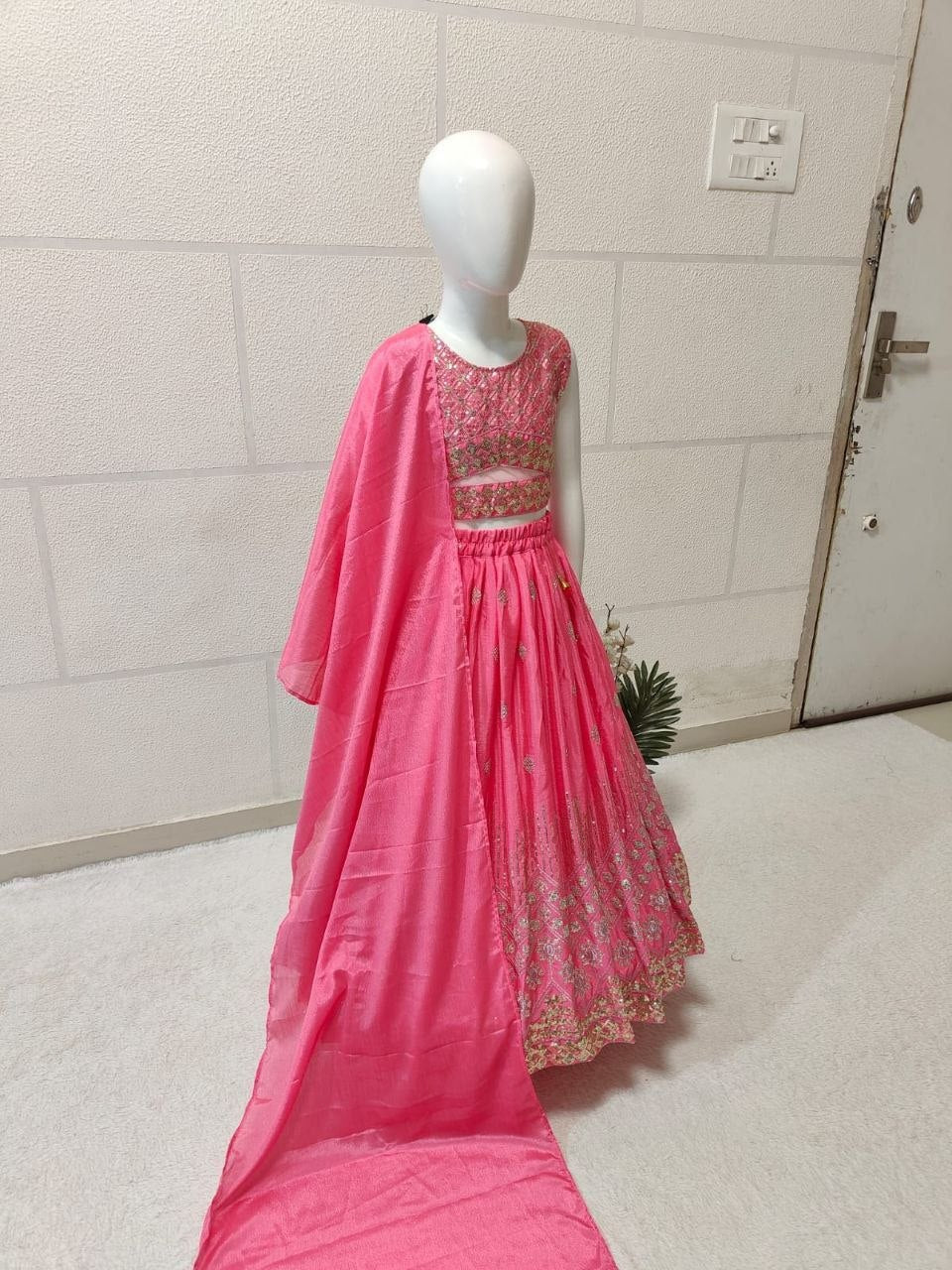 Eshanvi Chinon Silk Sequins Embroidered Lehenga Choli with Dupatta