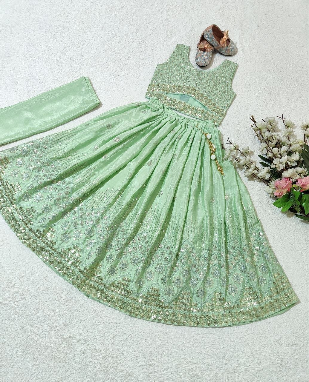 Eshanvi Chinon Silk Sequins Embroidered Lehenga Choli with Dupatta