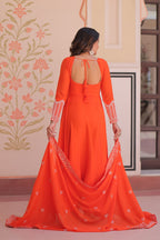Star Georgette Umbrella Flair Gown with Sequins, Coding & Beads Work