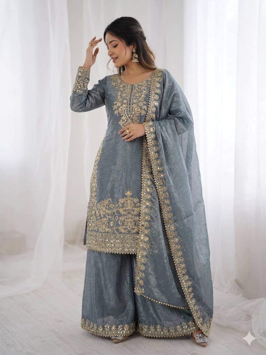 Wedding Ready Palazzo Set with Heavy Coding Embroidery Work
