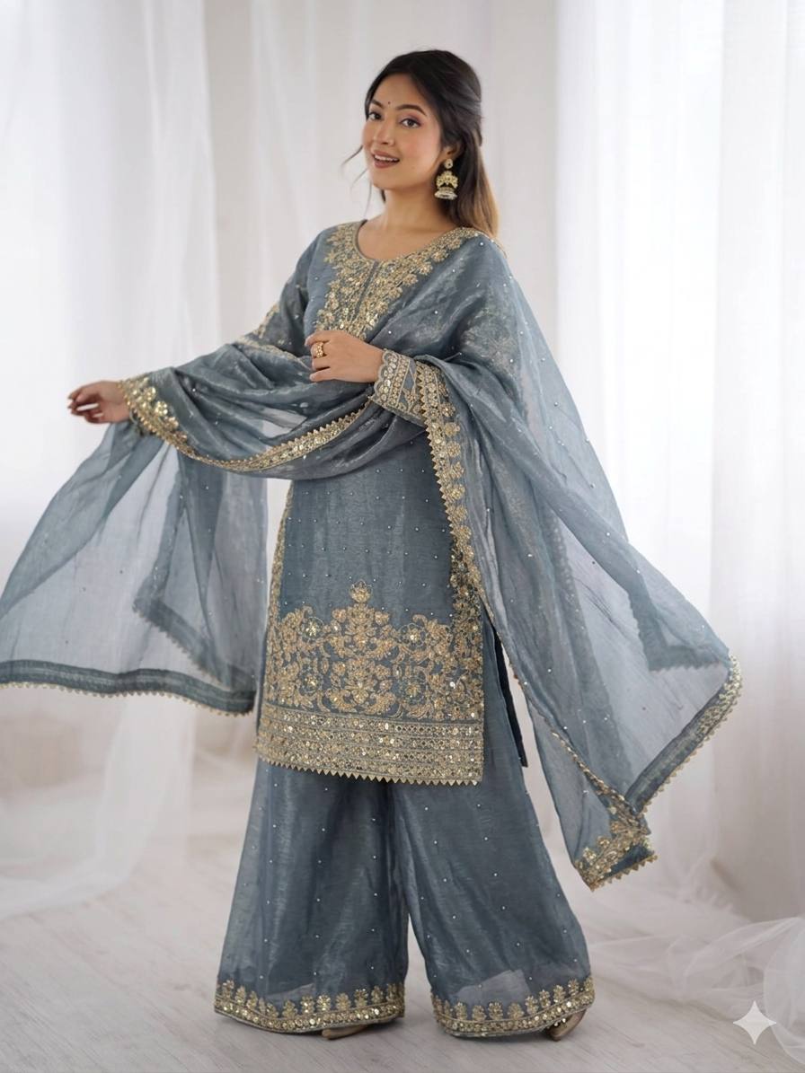 Wedding Ready Palazzo Set with Heavy Coding Embroidery Work