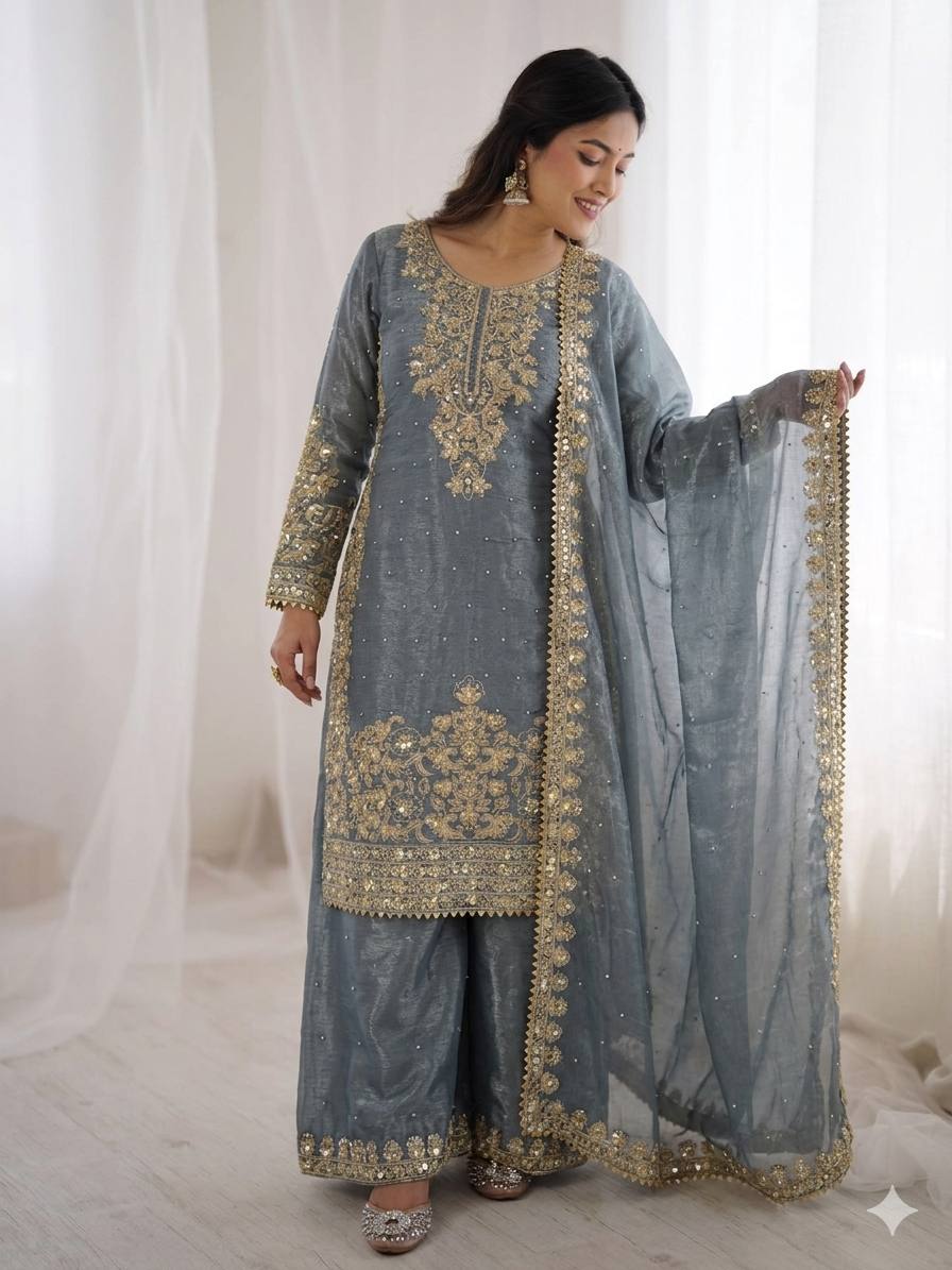Wedding Ready Palazzo Set with Heavy Coding Embroidery Work