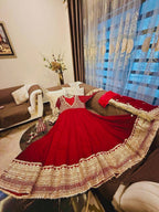 Afsana Étoile Designer Heavy Georgette Sequins Embroidered Anarkali Gown Set with 4 Meter Flair and Embroidered Dupatta