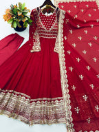 Afsana Étoile Designer Heavy Georgette Sequins Embroidered Anarkali Gown Set with 4 Meter Flair and Embroidered Dupatta
