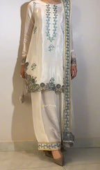 Elegant Full Sleeve Silk Kurti with Farshi Salwar & Dupatta