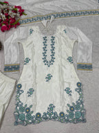 Elegant Full Sleeve Silk Kurti with Farshi Salwar & Dupatta