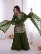 Pure Fendy Silk Palazzo Set with Heavy Embroidery Sequence Work