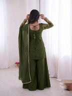 Pure Fendy Silk Palazzo Set with Heavy Embroidery Sequence Work