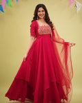 Naayra Lotus Neck Gown with Beadwork, Sequin Embroidery & Butterfly Net Dupatta, Diwali & Karwa Chauth Special
