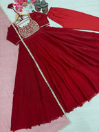 Naayra Lotus Neck Gown with Beadwork, Sequin Embroidery & Butterfly Net Dupatta, Diwali & Karwa Chauth Special