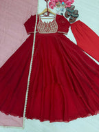 Naayra Lotus Neck Gown with Beadwork, Sequin Embroidery & Butterfly Net Dupatta, Diwali & Karwa Chauth Special