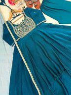 Naayra Lotus Neck Gown with Beadwork, Sequin Embroidery & Butterfly Net Dupatta, Diwali & Karwa Chauth Special