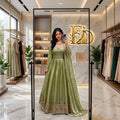 Ziyana ZMY Stone & Sequins Embroidered Anarkali with Bottom & Dupatta