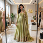 Ziyana ZMY Stone & Sequins Embroidered Anarkali with Bottom & Dupatta