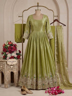 Ziyana ZMY Stone & Sequins Embroidered Anarkali with Bottom & Dupatta