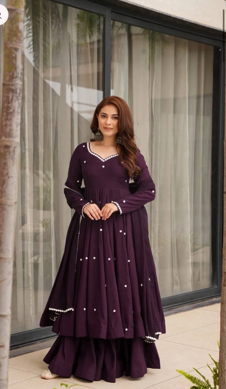 Women's Full Sleeve Embroidered Anarkali Suit for Festive Wear
