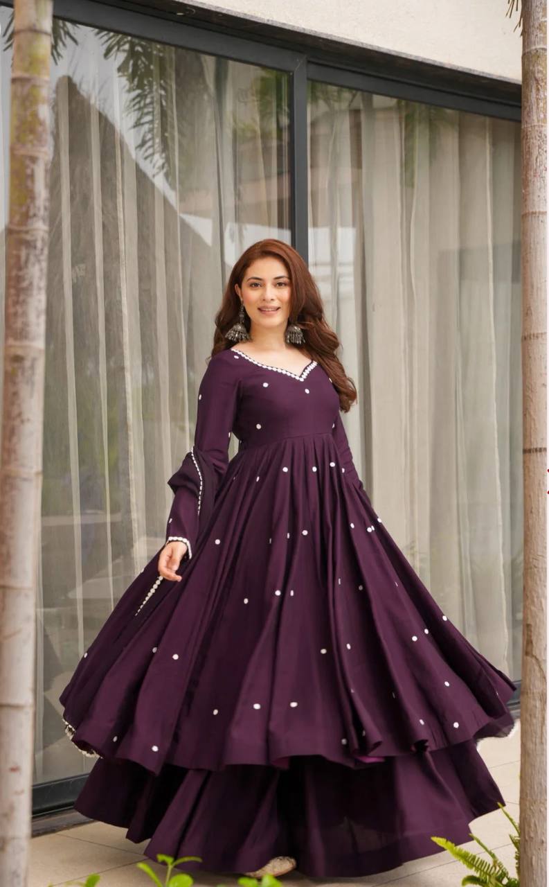 Women's Full Sleeve Embroidered Anarkali Suit for Festive Wear