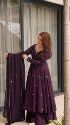 Women's Full Sleeve Embroidered Anarkali Suit for Festive Wear
