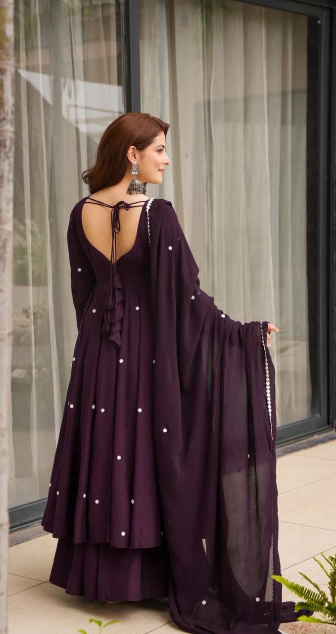Women's Full Sleeve Embroidered Anarkali Suit for Festive Wear