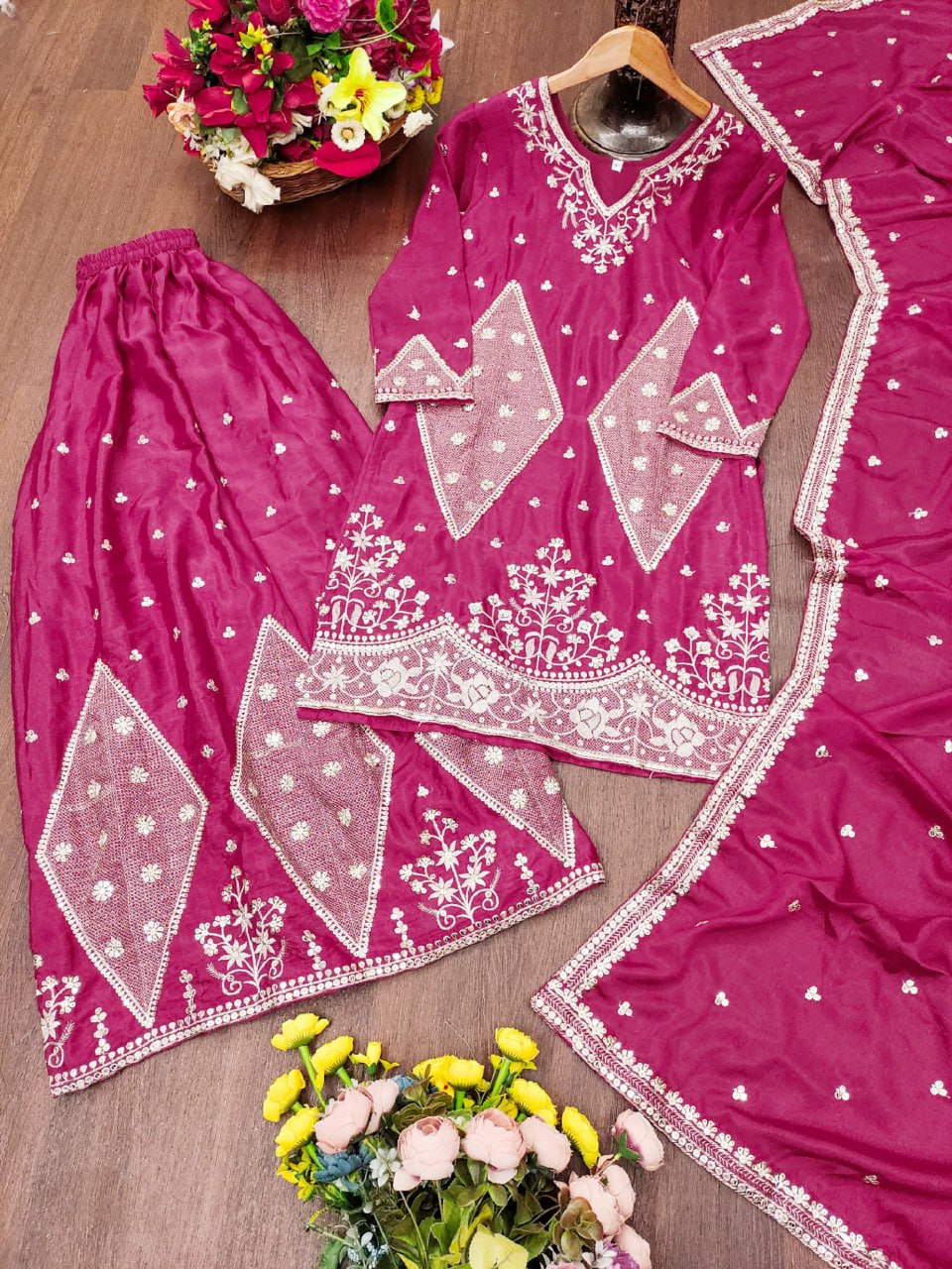 Mehera Chinon Sequins Embroidered Sharara Suit with Dupatta