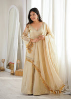 Zarisha Doremon Crush Mirror Lace Kurti Palazzo with Dupatta Set