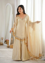 Zarisha Doremon Crush Mirror Lace Kurti Palazzo with Dupatta Set
