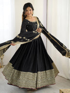 Meherbaan Chinon Anarkali Suit with Thread & Sequin Work, Dori Latkan Detailing & Lace Border Dupatta