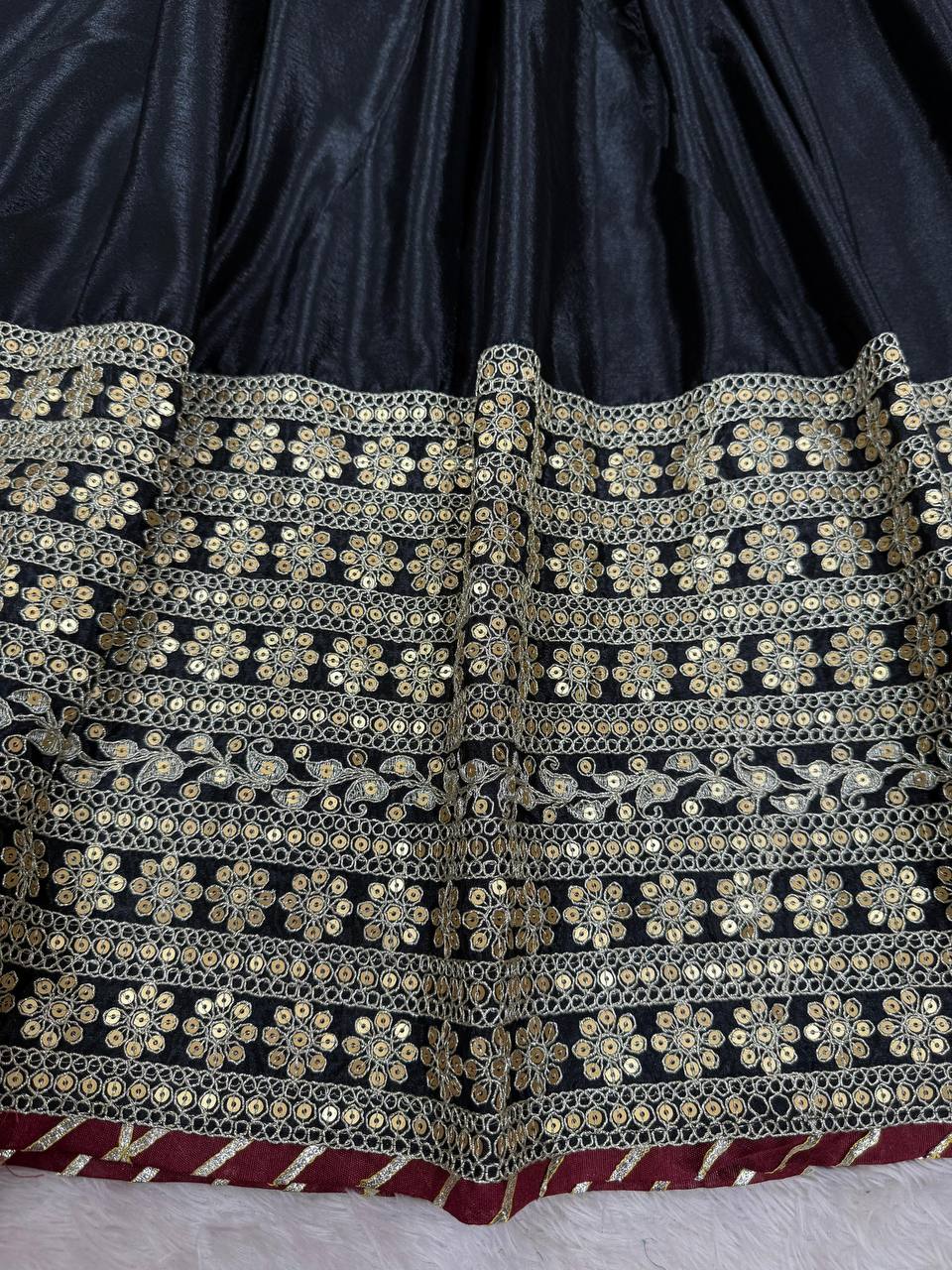 Meherbaan Chinon Anarkali Suit with Thread & Sequin Work, Dori Latkan Detailing & Lace Border Dupatta