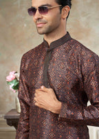 Men’s Premium Silk Digital Print Kurta Set with Pintex Work