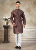 Men’s Premium Silk Digital Print Kurta Set with Pintex Work