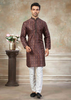 Men’s Premium Silk Digital Print Kurta Set with Pintex Work